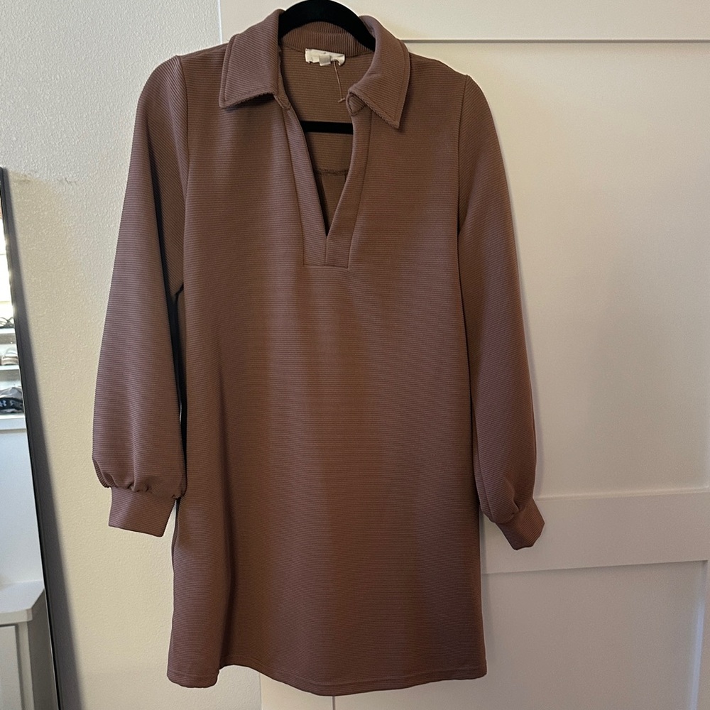 Entro Brown Long Sleeve Dress
